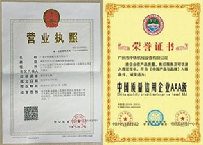 营业执照、中国质量信用企业
